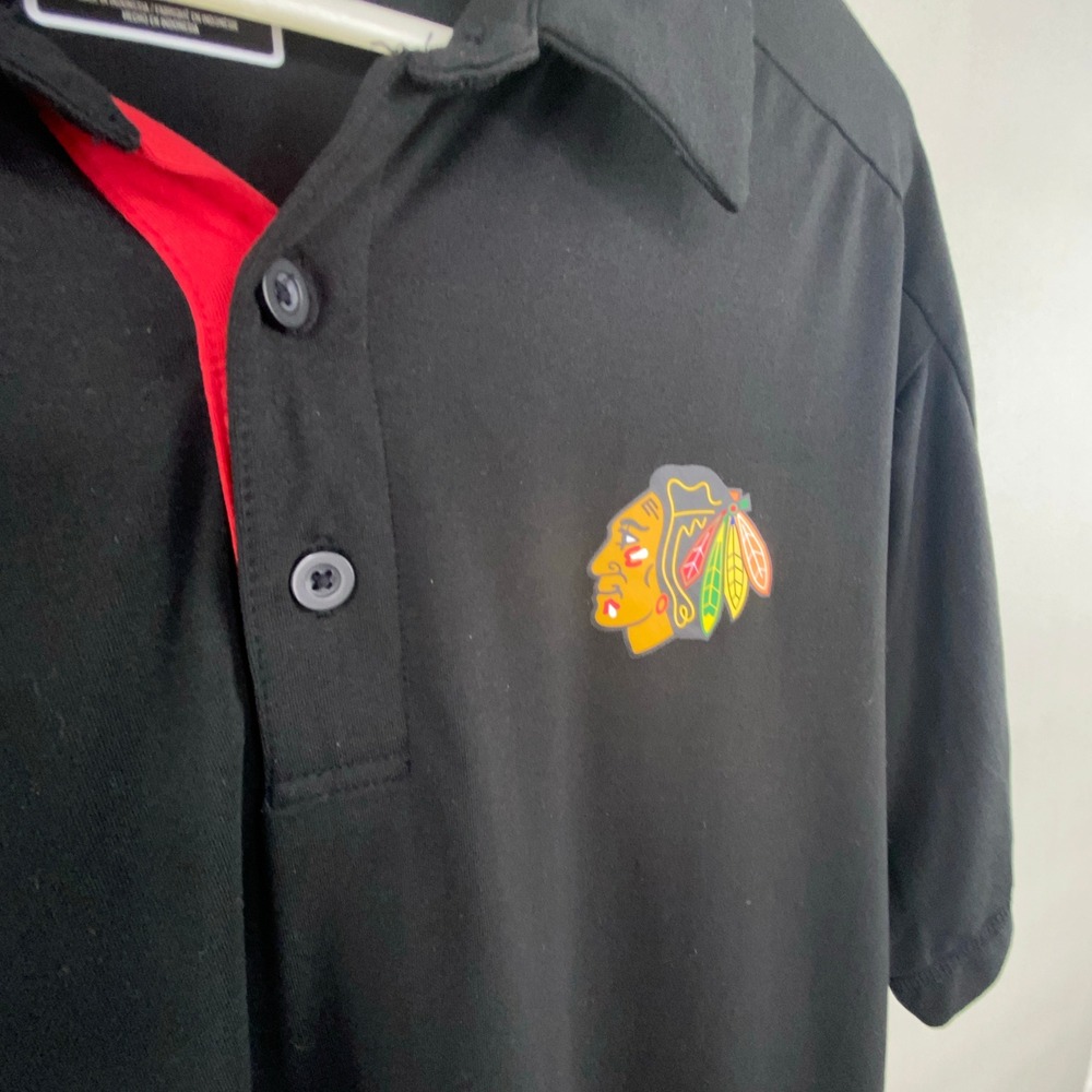 Fanatics Chicago Blackhawks Polo Mens Large Black NHL Authentic Pro Performance - Picture 3 of 10